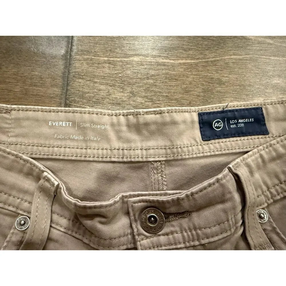 Adriano Goldschmied AG Mens Tan Everett Slim Straight Pants Size 32x32